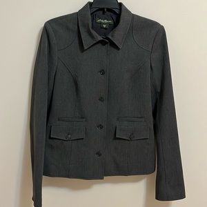 Eddie Bauer blazer jacket women’s 6 tall gray button closure pockets classic